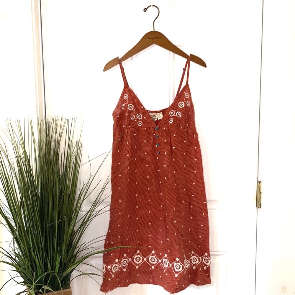 O’NEILL Polka Dot Button Spaghetti Strap XS Dress